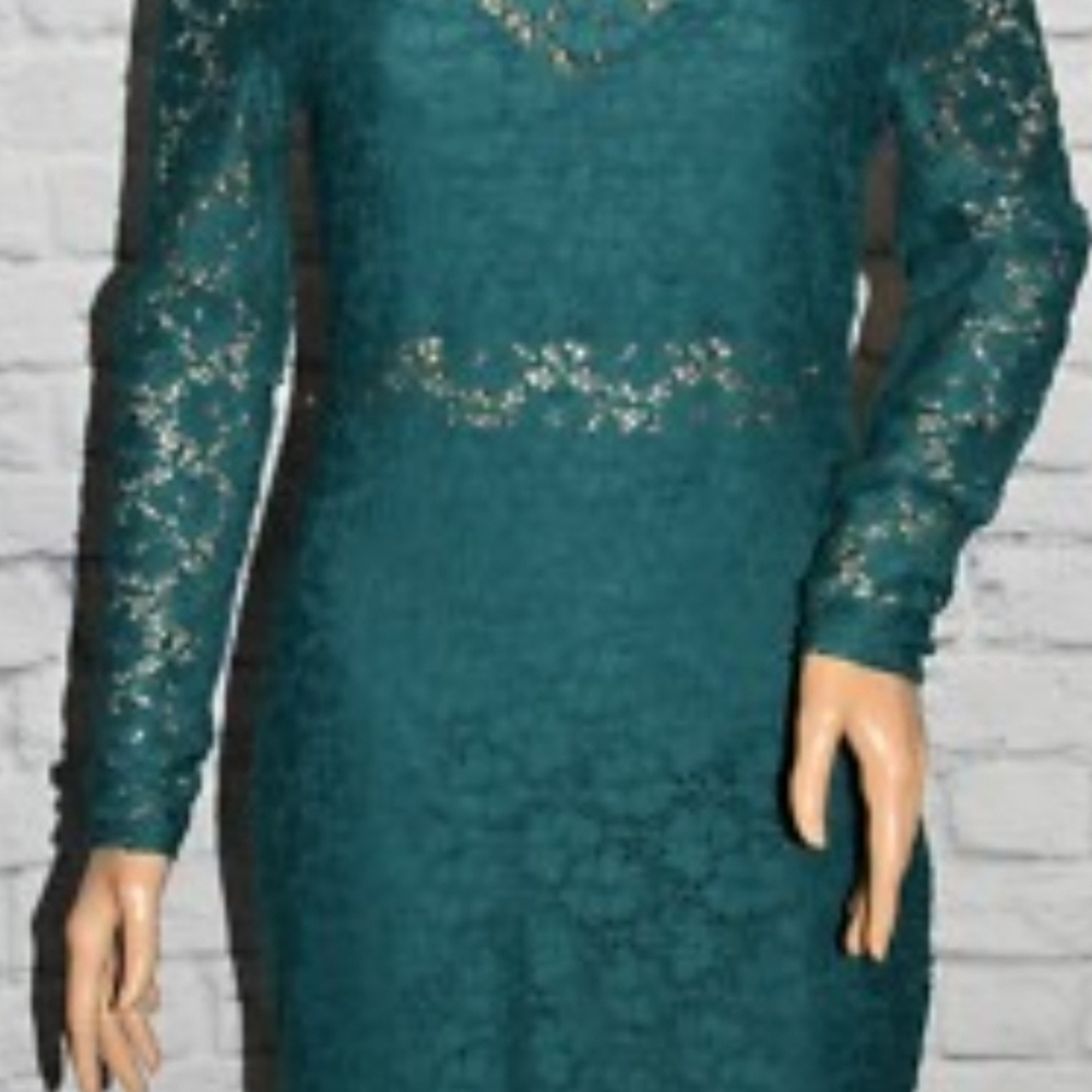 BONGO Teal/Green Lace Long Sleeve Dress NWOT